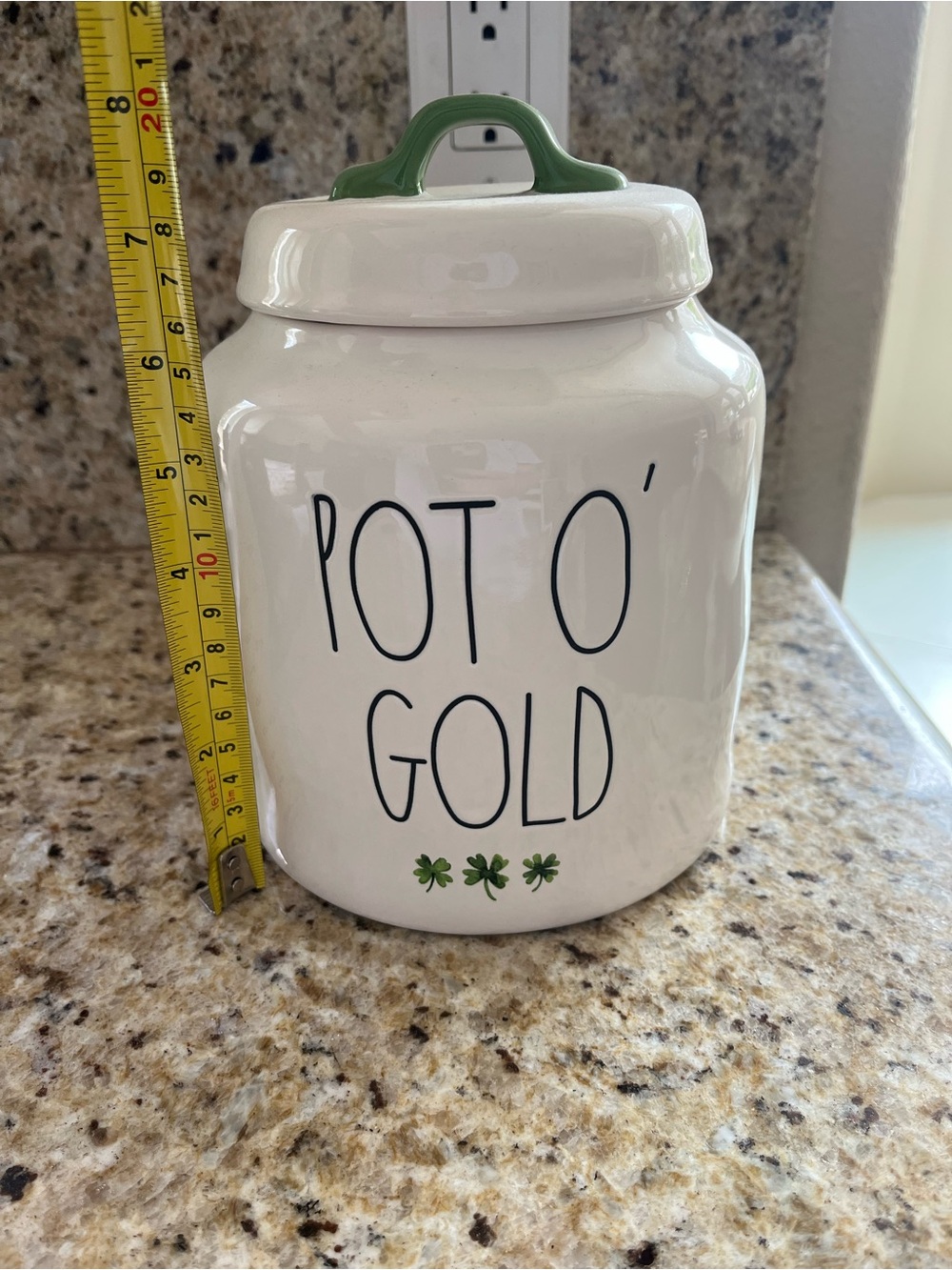 Rae Dunn Canister Pot O Gold and Shamrock Accents St Patrick’s